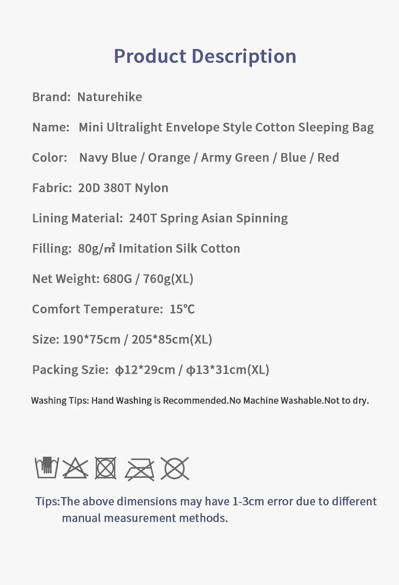 Ultralight Waterproof Cotton Sleeping Bag - DG Outdoor Sports