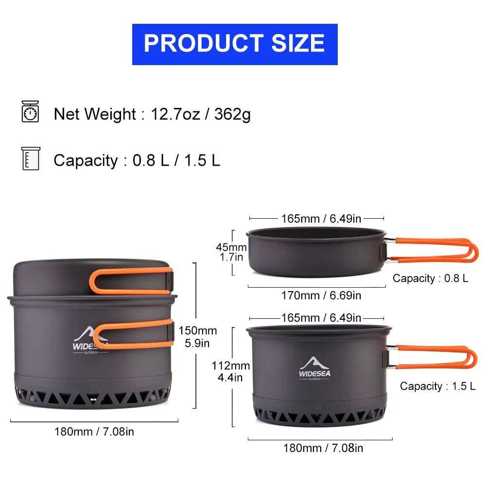 Camping 1.3L 2.3L Cookware Outdoor Cooking Set - DG Outdoor Sports