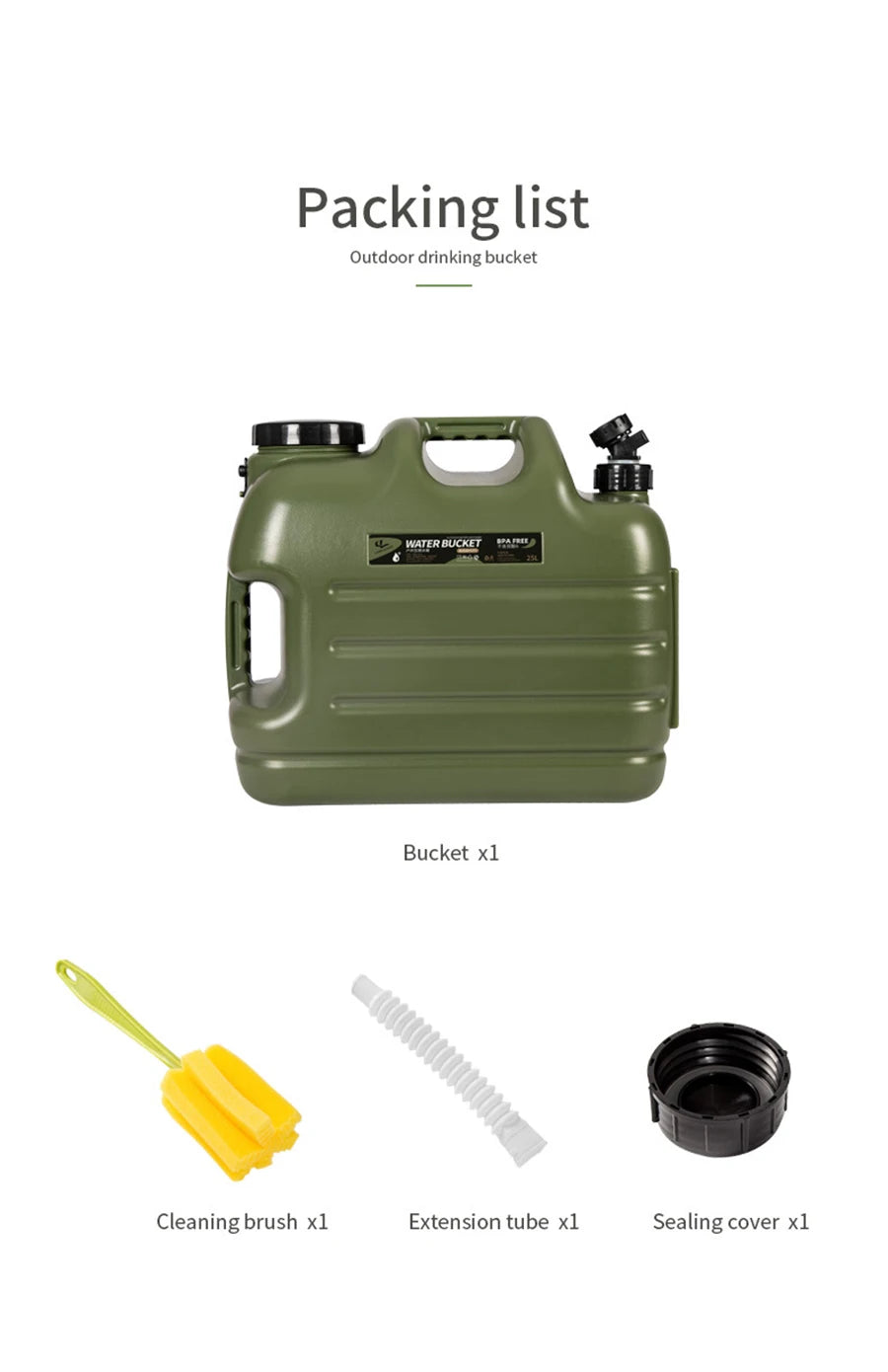 10L/12L/18L/25L Large Military Green Water Container with Spigot for Camping Outdoors Hiking Accessories - DG Outdoor Sports