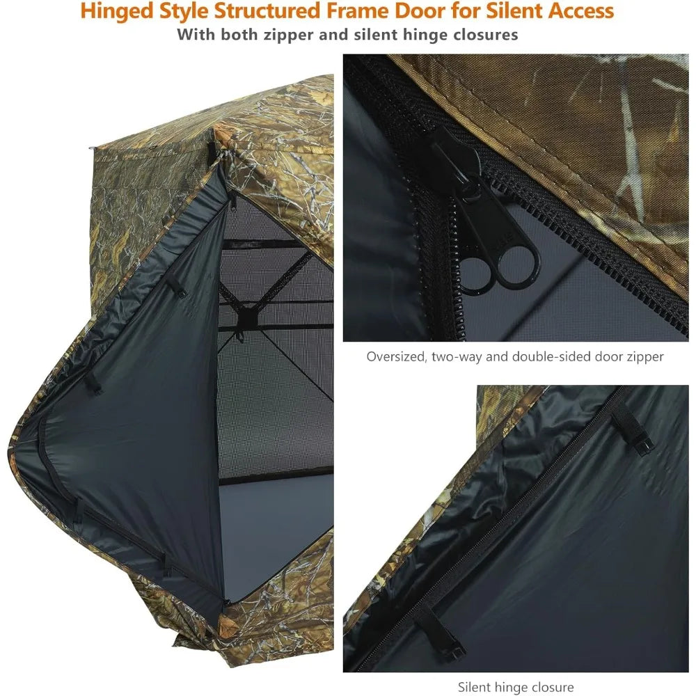 Hunting Blind 2 Person Portable Pop Up Ground Hunting Tent with Detachable Blackout Wall - DG Outdoor Sports