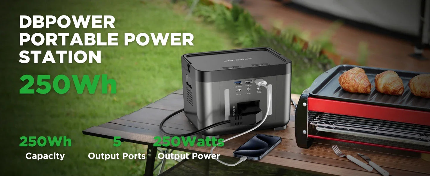 Portable Power Station, Peak 350W Backup Lithium Battery 250Wh 110V - DG Outdoor Sports
