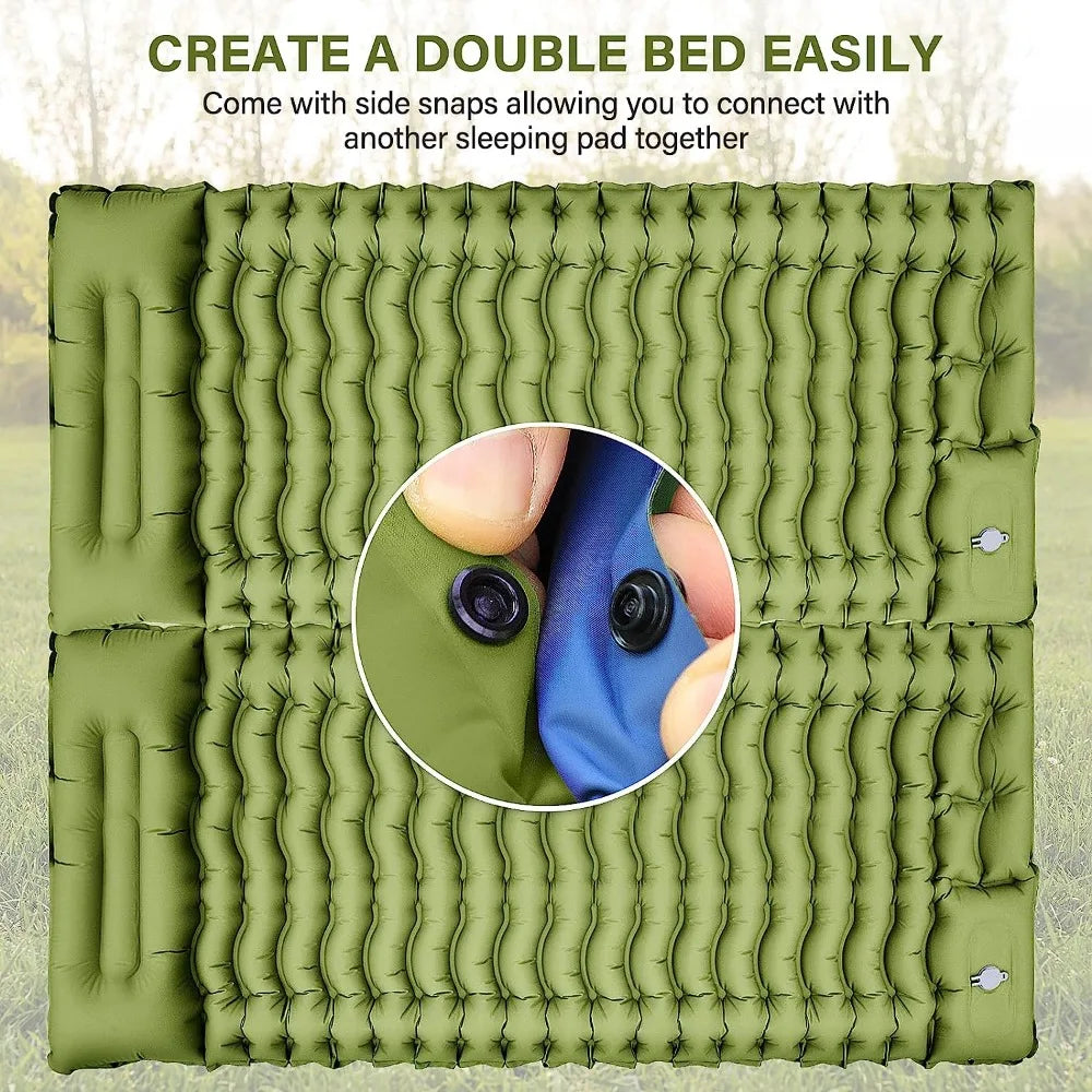Camping Inflatable Sleeping Pad, Ultralight Camping Mat with Pillow Built-in Foot Pump - DG Outdoor Sports