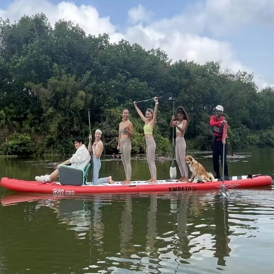 Extra Long Extra Large Multi-People Inflatable Paddle Board, 22' × 34" ×7.8" Stand Up Board, SUP Board with Kayak Seat - DG Outdoor Sports