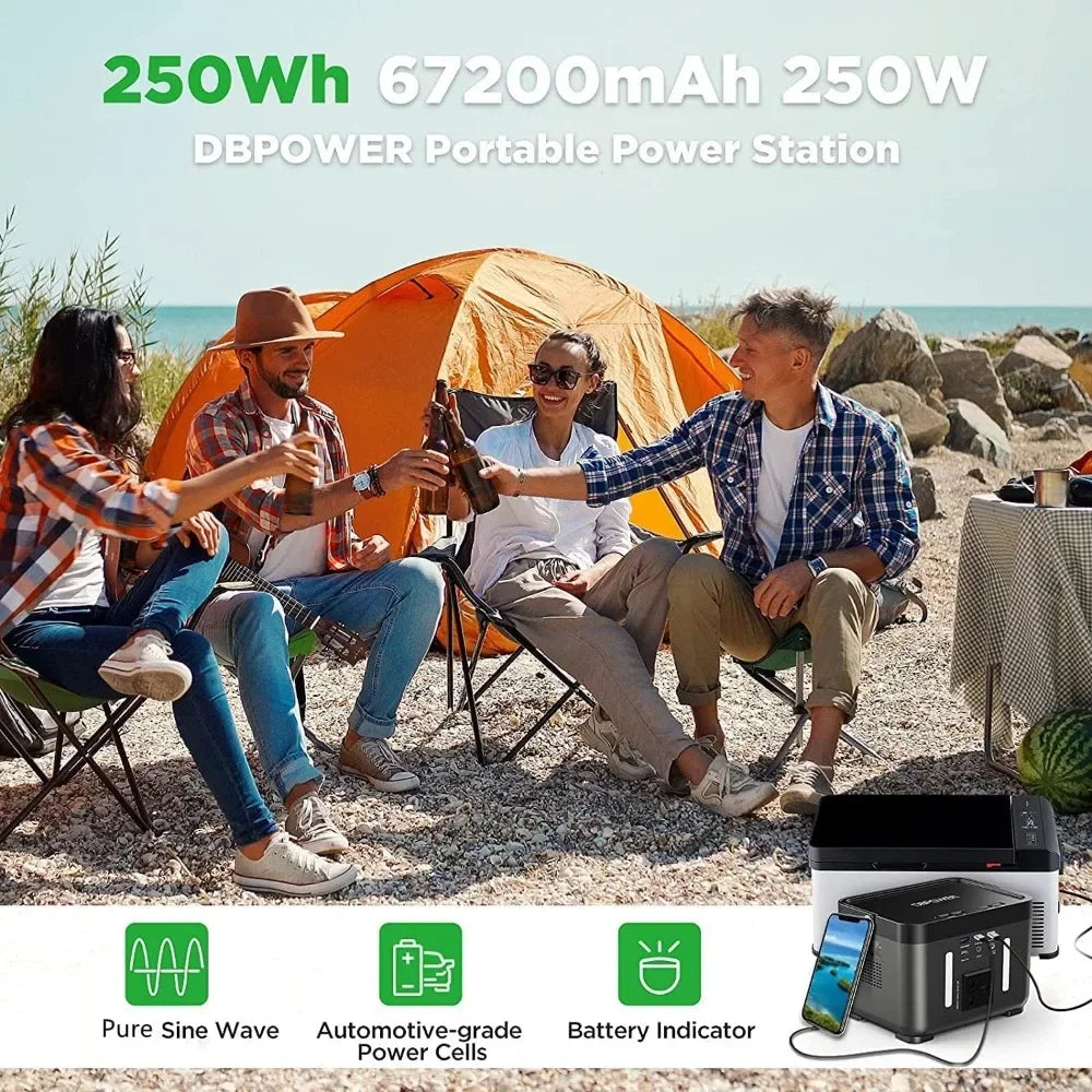 Portable Power Station, Peak 350W Backup Lithium Battery 250Wh 110V - DG Outdoor Sports