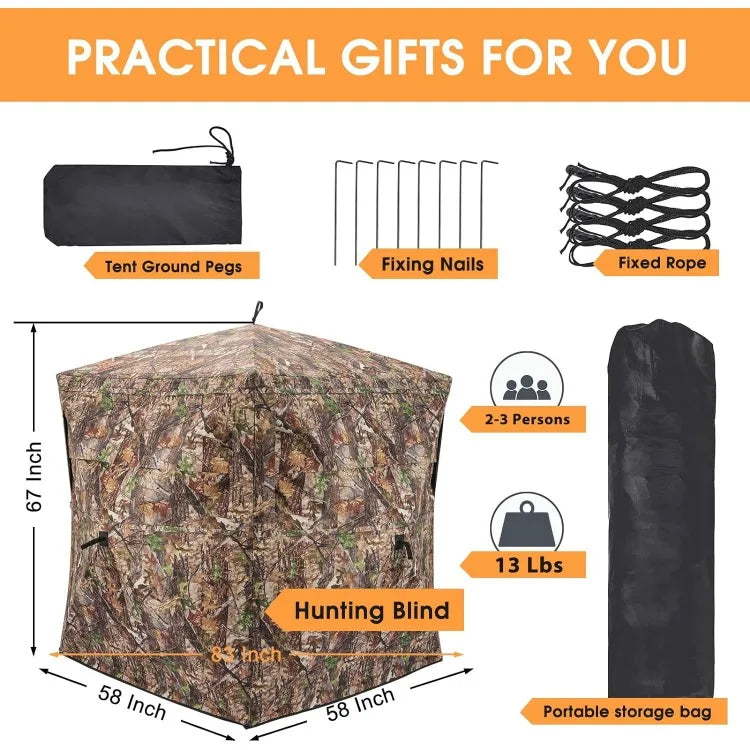 Hunting Blind, 1-4 Person Camouflage Ground Blind - DG Outdoor Sports