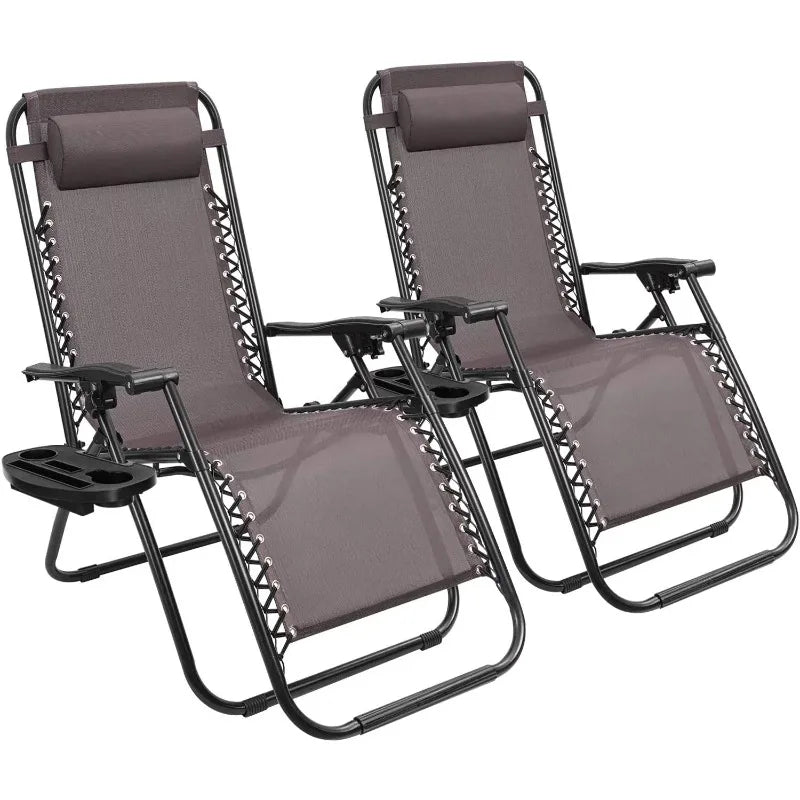 2 Pieces Zero Gravity Chair with Adjustable Pillow - DG Outdoor Sports