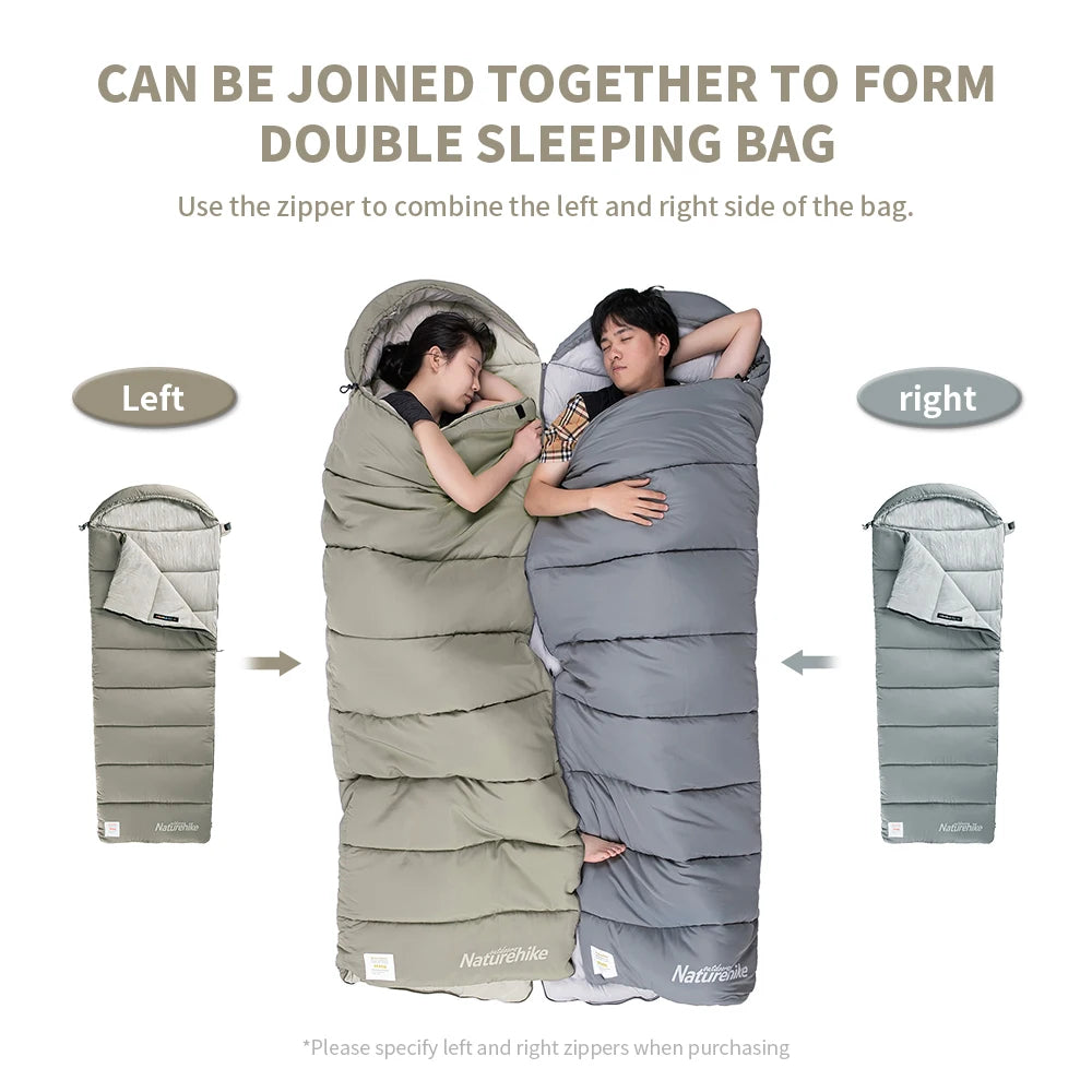 Naturehike Sleeping Bag M180 Lightweight Sleeping Bag M300 Double Camping Sleeping Bag M400 Machine Washable Winter Sleeping Bag - DG Outdoor Sports