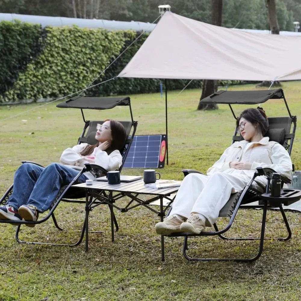 2 PCS Zero Gravity Chairs With Shade Canopy Shade,330lbs Capacity - DG Outdoor Sports