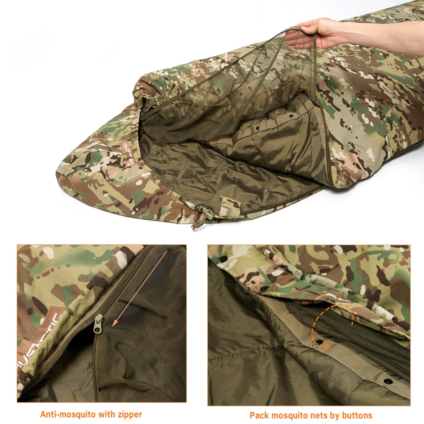 Military Modular Rifleman Sleeping Bag System 2.0 with Bivy Cover, Army Mummy Sleep Bag for All Seasons - DG Outdoor Sports