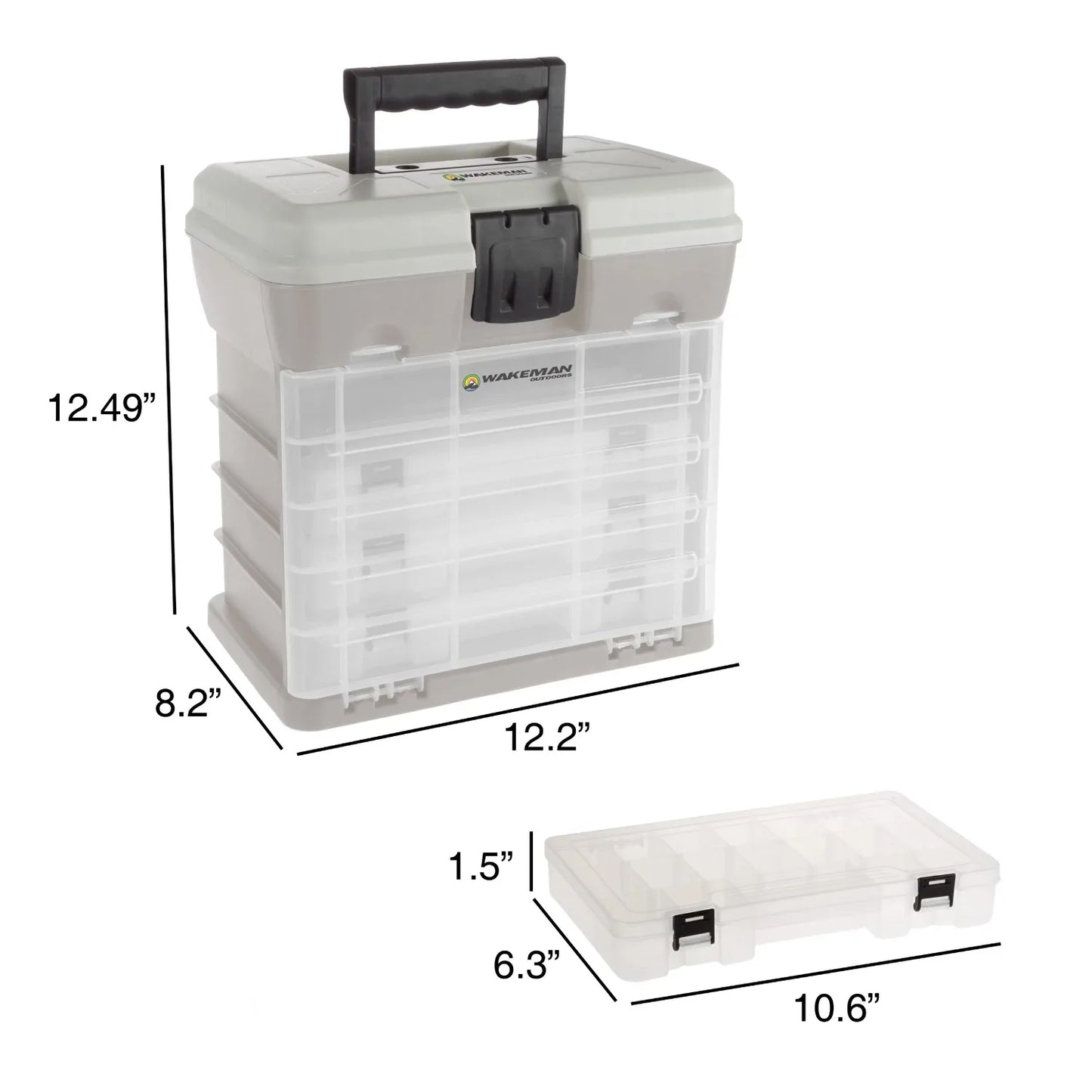 Wakeman Plastic 4-Drawer Tackle Box Organizer for Fishing and Crafts, Gray - DG Outdoor Sports