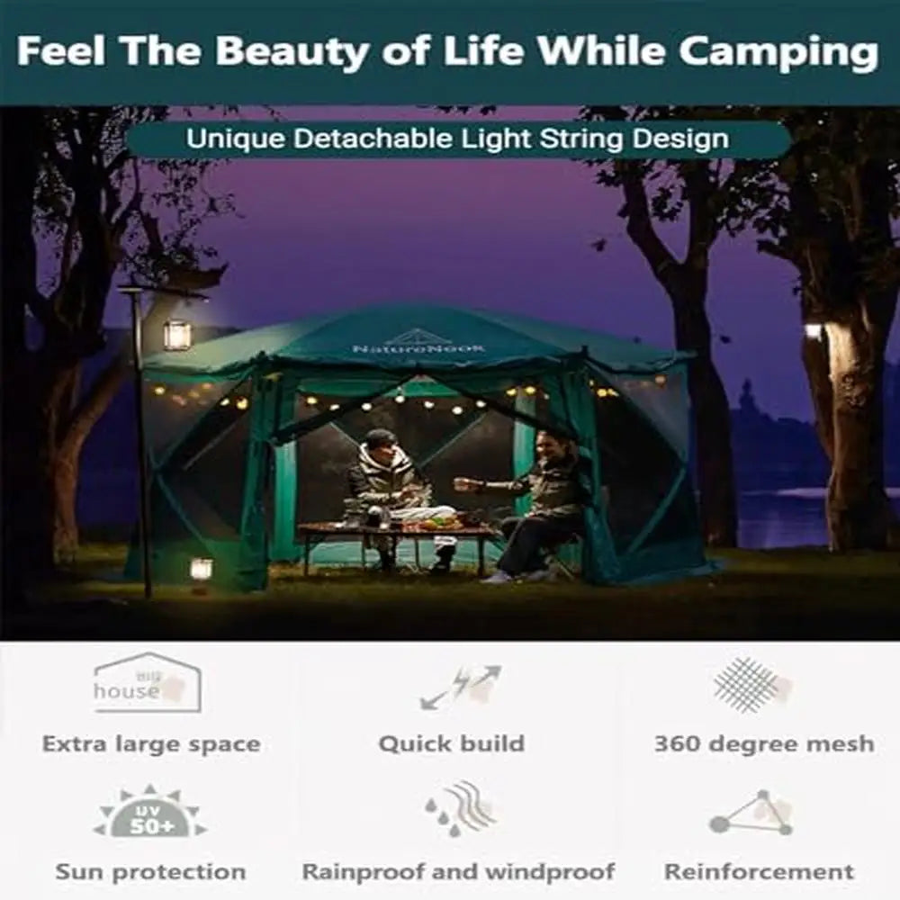 Pop Up Screen Tent Canopy 12x12 Ft Gazebo Gazebos Camping Party Shelter Waterproof UV Protection Family Outdoor Activities - DG Outdoor Sports
