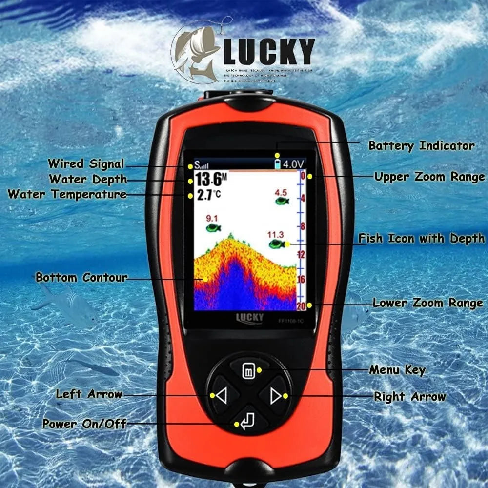 Portable Fish Finder Handheld Kayak Fish Finders Wired Fish Depth Finder Sonar Sensor Transducer for Boat Fishing Sea Fishing - DG Outdoor Sports