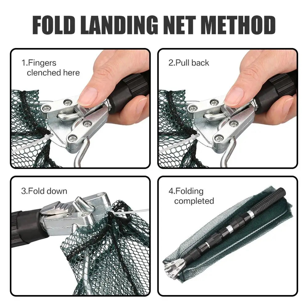 130CM Aluminum Alloy Fishing Net Telescoping Foldable Landing Net Retractable Pole - DG Outdoor Sports