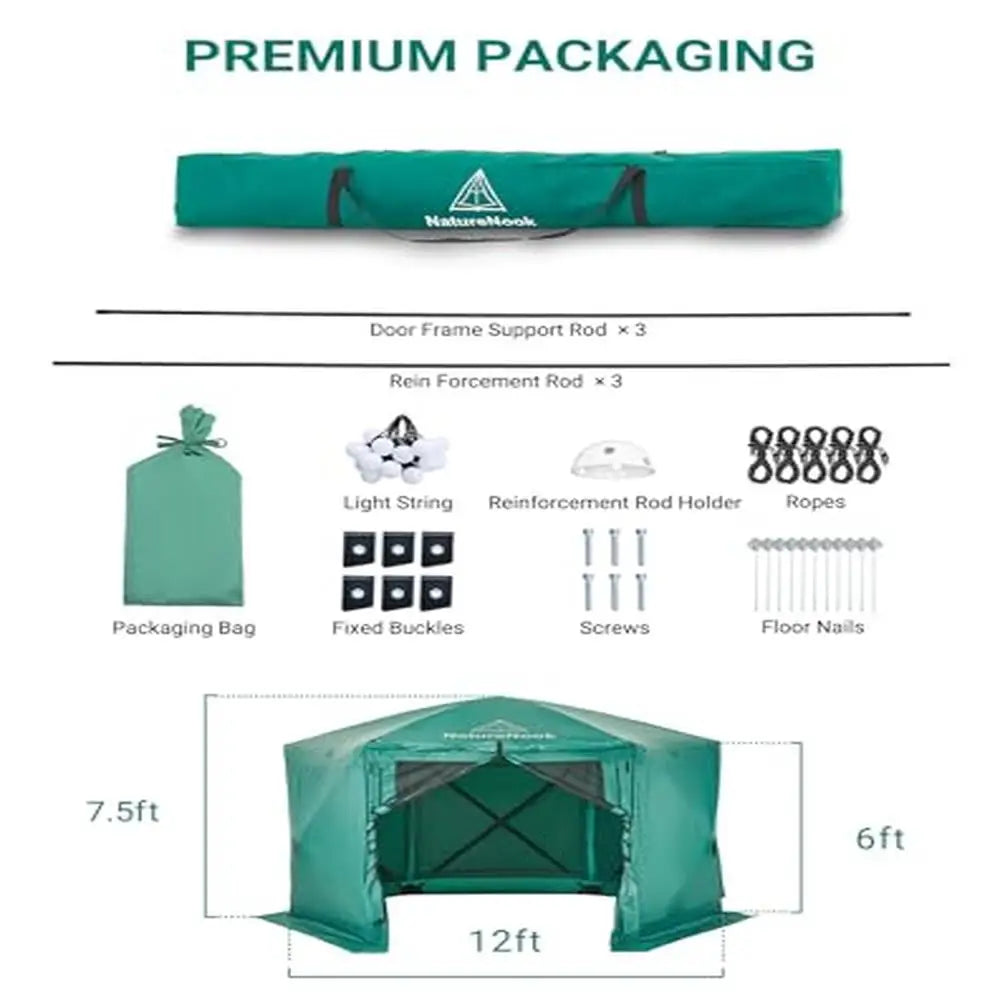 Pop Up Screen Tent Canopy 12x12 Ft Gazebo Gazebos Camping Party Shelter Waterproof UV Protection Family Outdoor Activities - DG Outdoor Sports