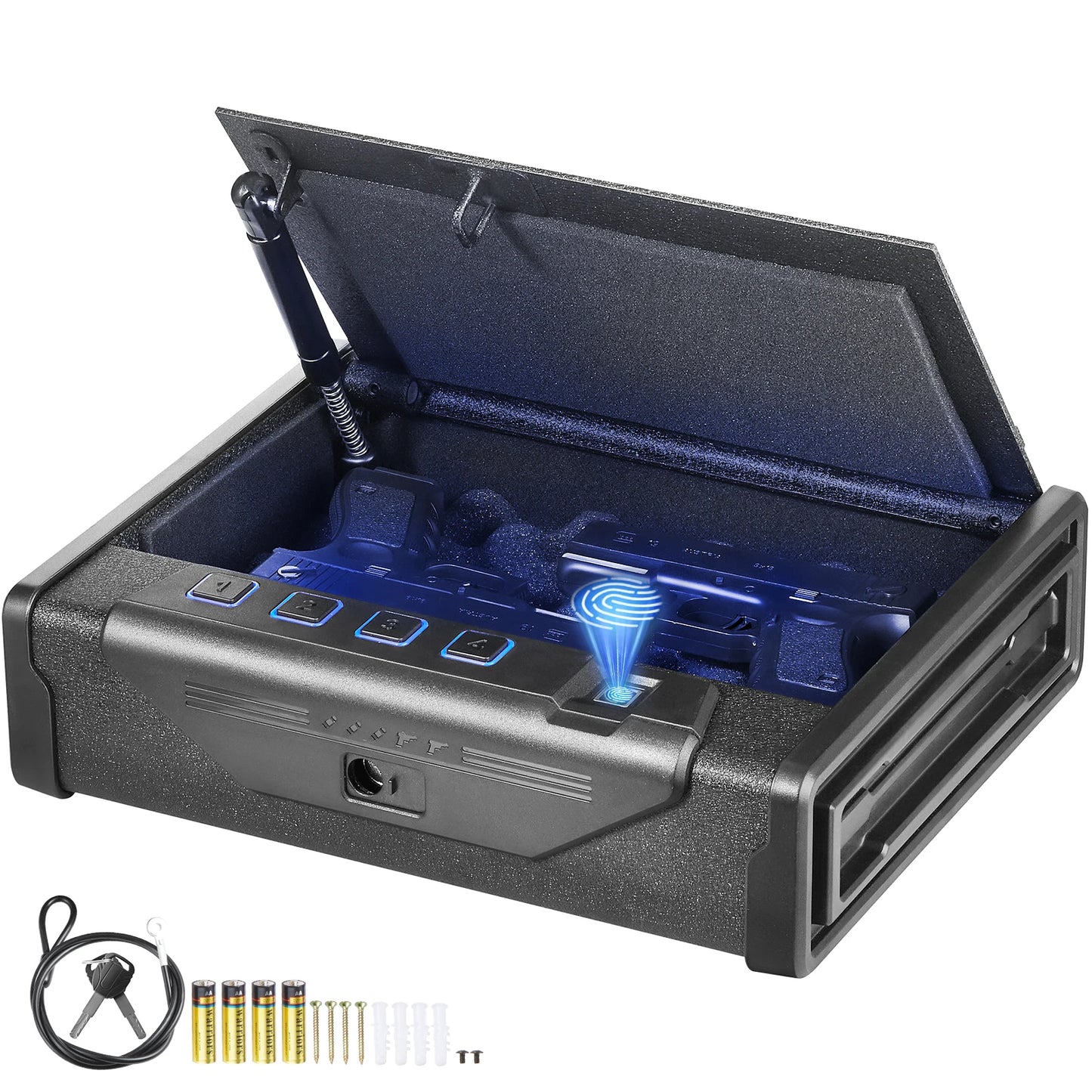 Gun Safe Q235 Steel Pistol Safe 3-Way Quick Access Firearm Case Gun Box Advanced Biometric Technology Travel Gun Safe - DG Outdoor Sports