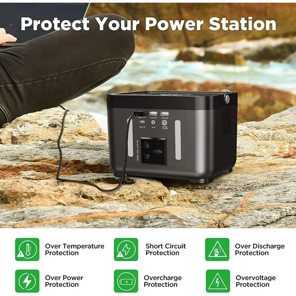 Portable Power Station, Peak 350W Backup Lithium Battery 250Wh 110V - DG Outdoor Sports