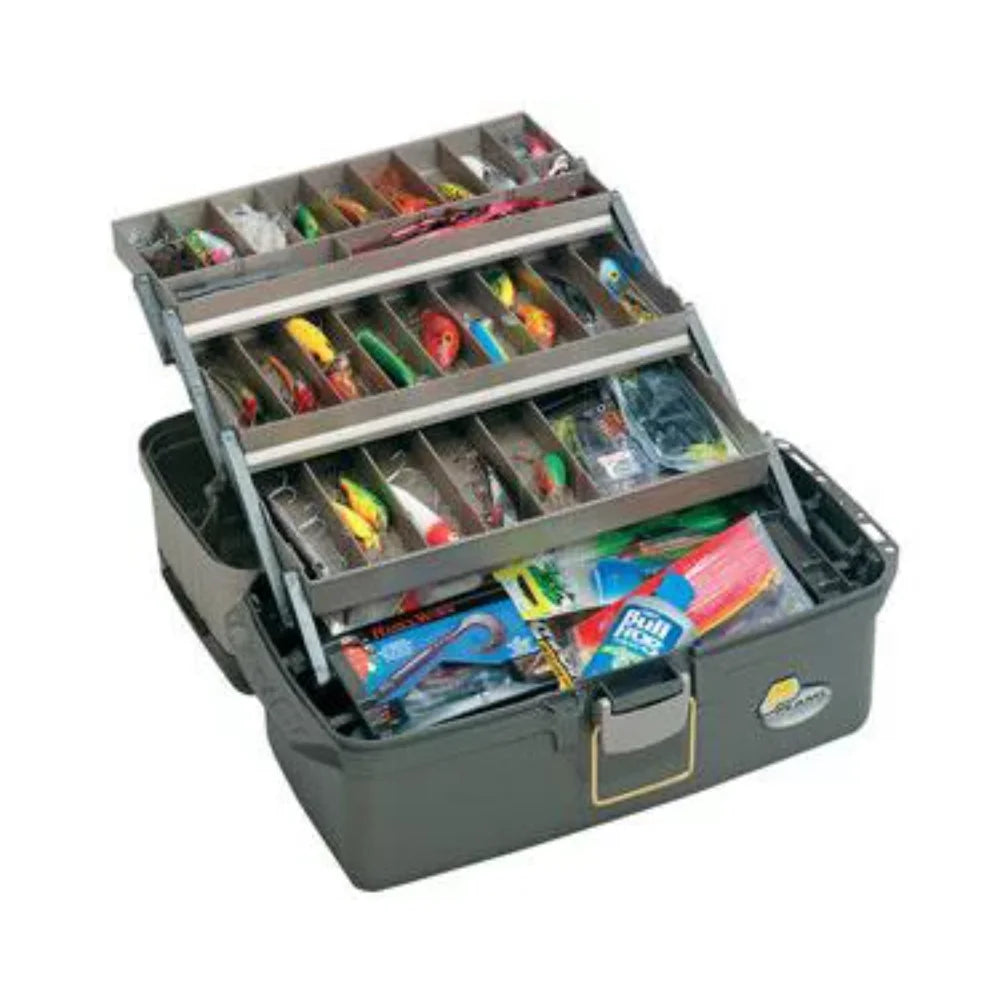 2023 New Plano Fishing Large 3-Tray Tackle Box with Top Access, Graphite/ Sandstone - DG Outdoor Sports