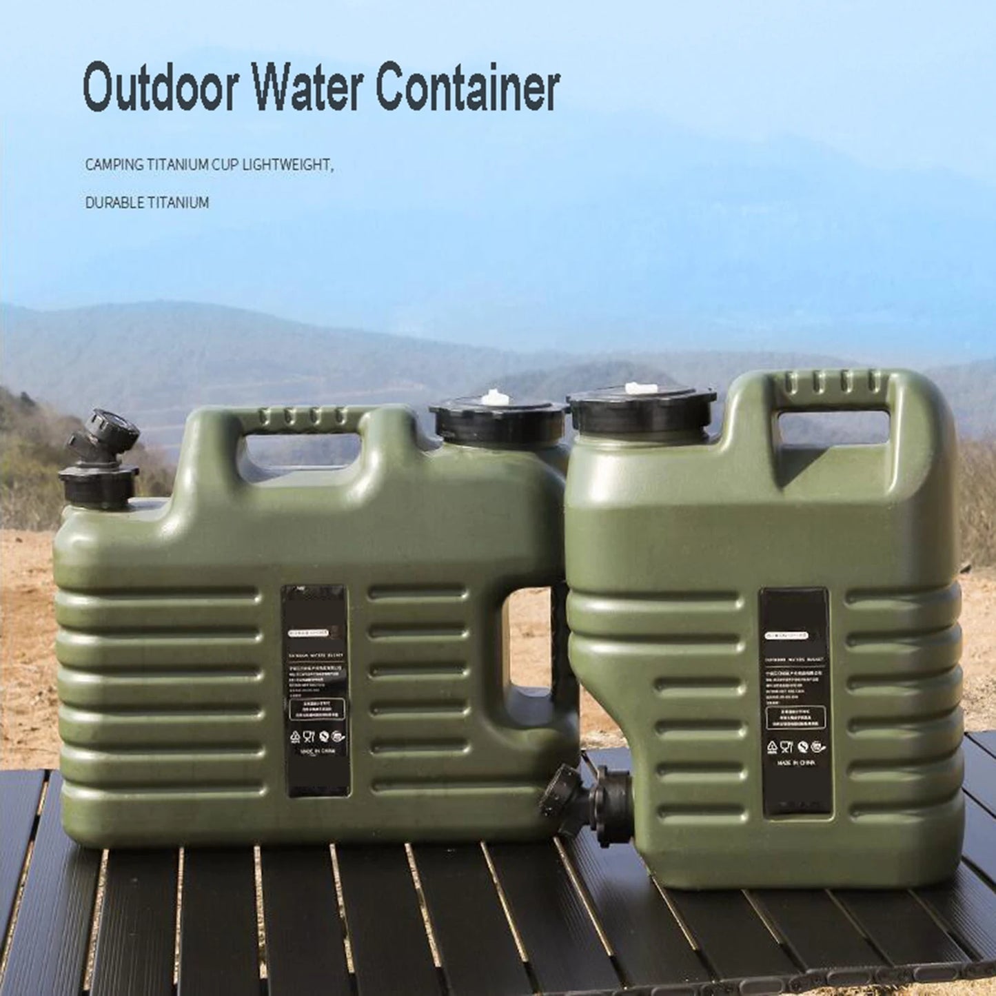 10L/12L/18L/25L Large Military Green Water Container with Spigot for Camping Outdoors Hiking Accessories - DG Outdoor Sports