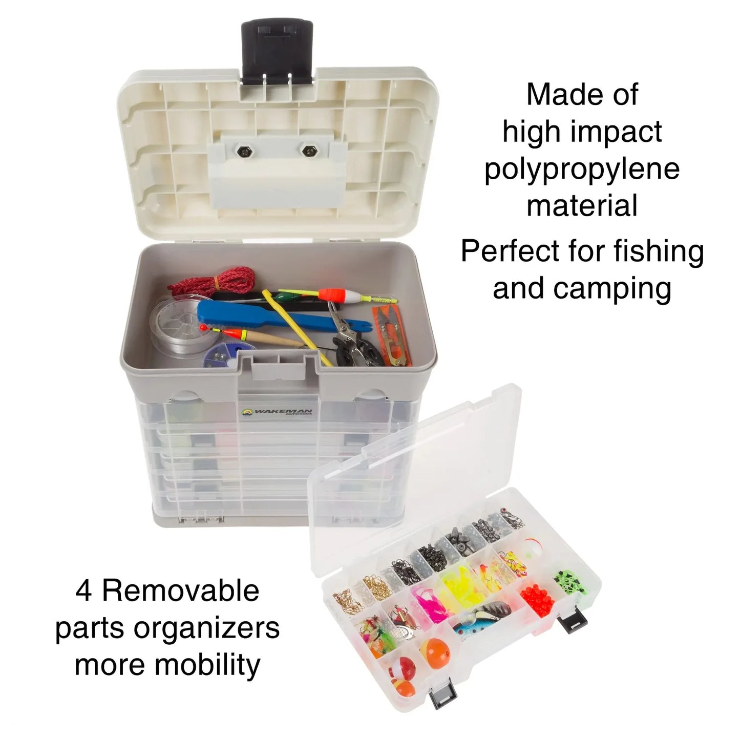 Wakeman Plastic 4-Drawer Tackle Box Organizer for Fishing and Crafts, Gray - DG Outdoor Sports