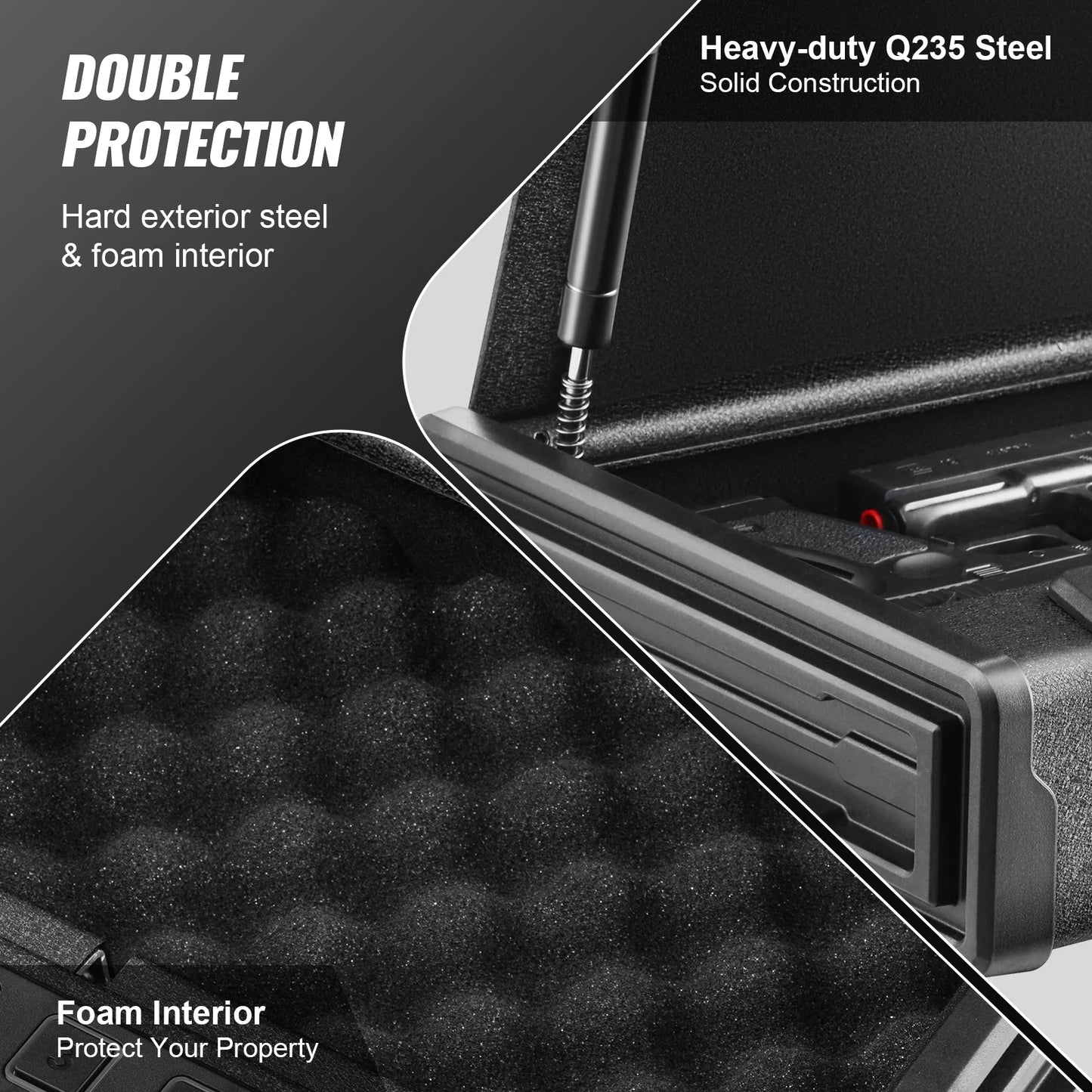 Gun Safe Q235 Steel Pistol Safe 3-Way Quick Access Firearm Case Gun Box Advanced Biometric Technology Travel Gun Safe - DG Outdoor Sports