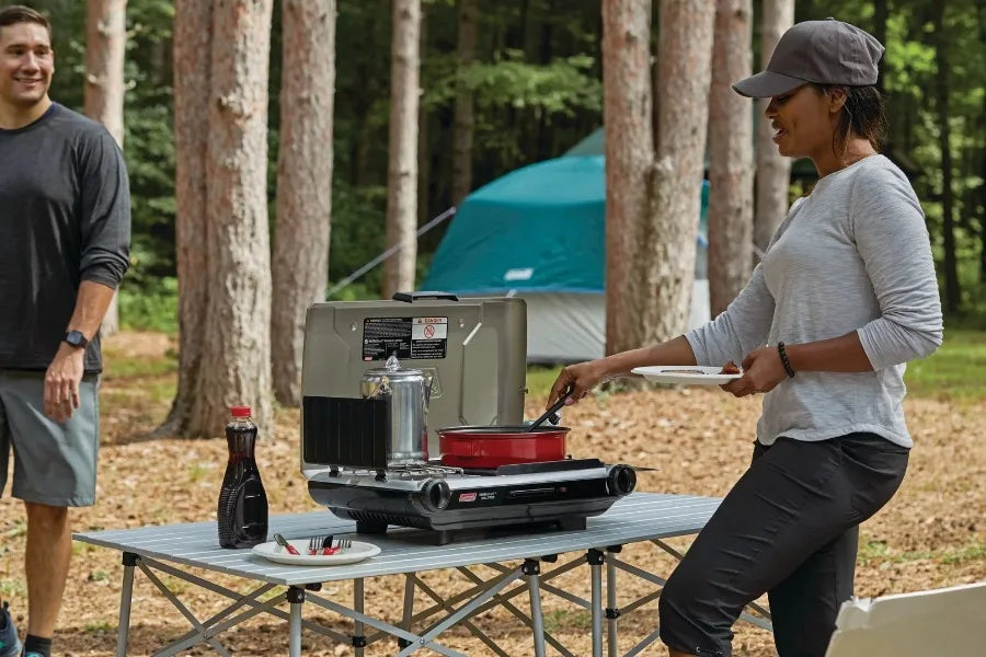 Tabletop Propane Gas Camping 2-in-1 Grill/Stove 2-Burner, Gray, 2000038016 - DG Outdoor Sports
