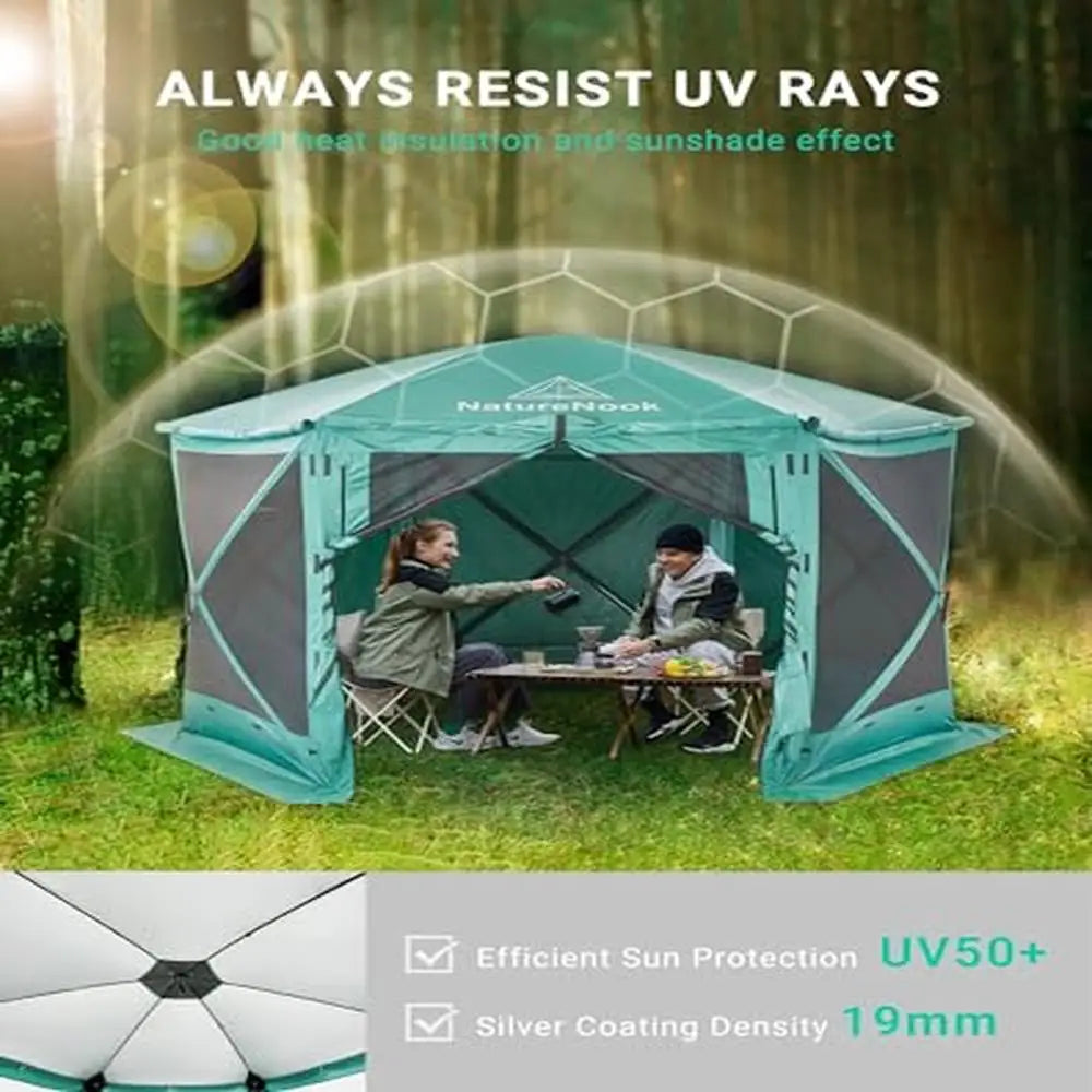 Pop Up Screen Tent Canopy 12x12 Ft Gazebo Gazebos Camping Party Shelter Waterproof UV Protection Family Outdoor Activities - DG Outdoor Sports