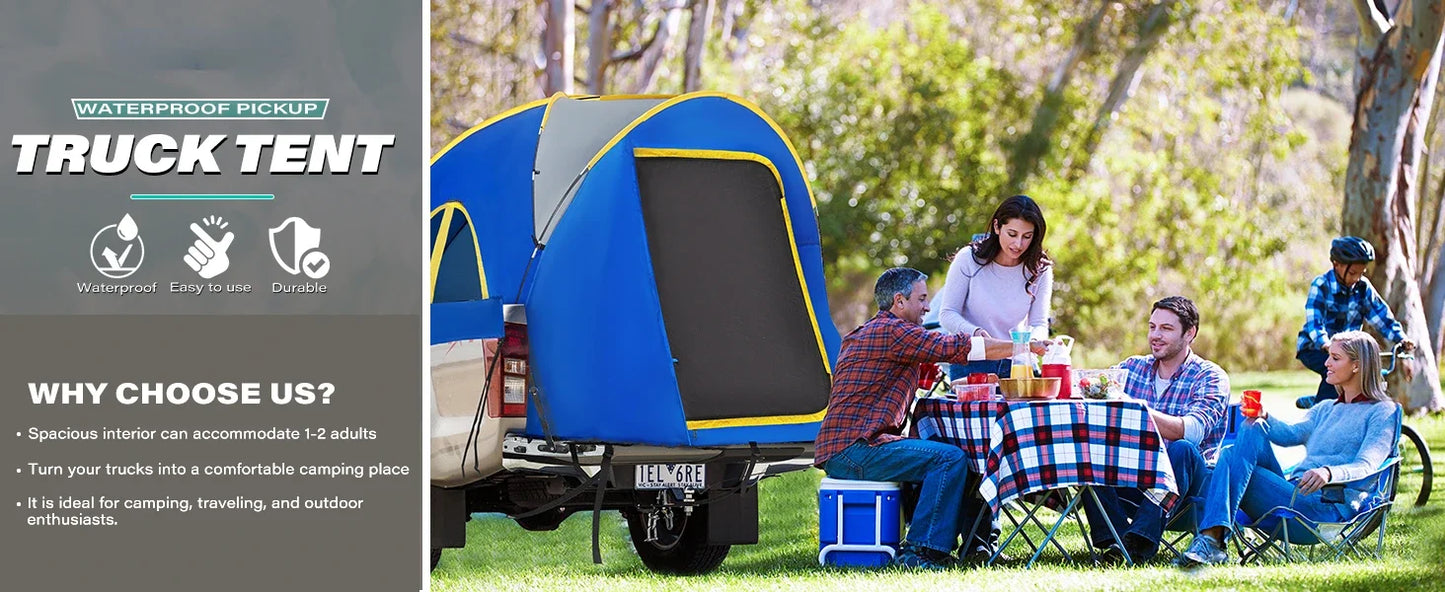 Pickup Truck Tent, Waterproof PU2000mm Double Layer for 5.5-6.5 FT Truck Bed - DG Outdoor Sports
