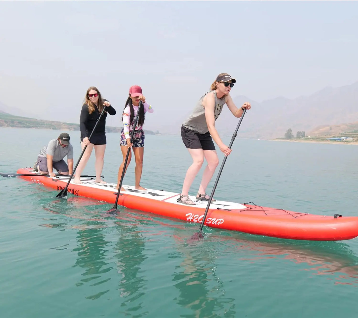 Extra Long Extra Large Multi-People Inflatable Paddle Board, 22' × 34" ×7.8" Stand Up Board, SUP Board with Kayak Seat - DG Outdoor Sports