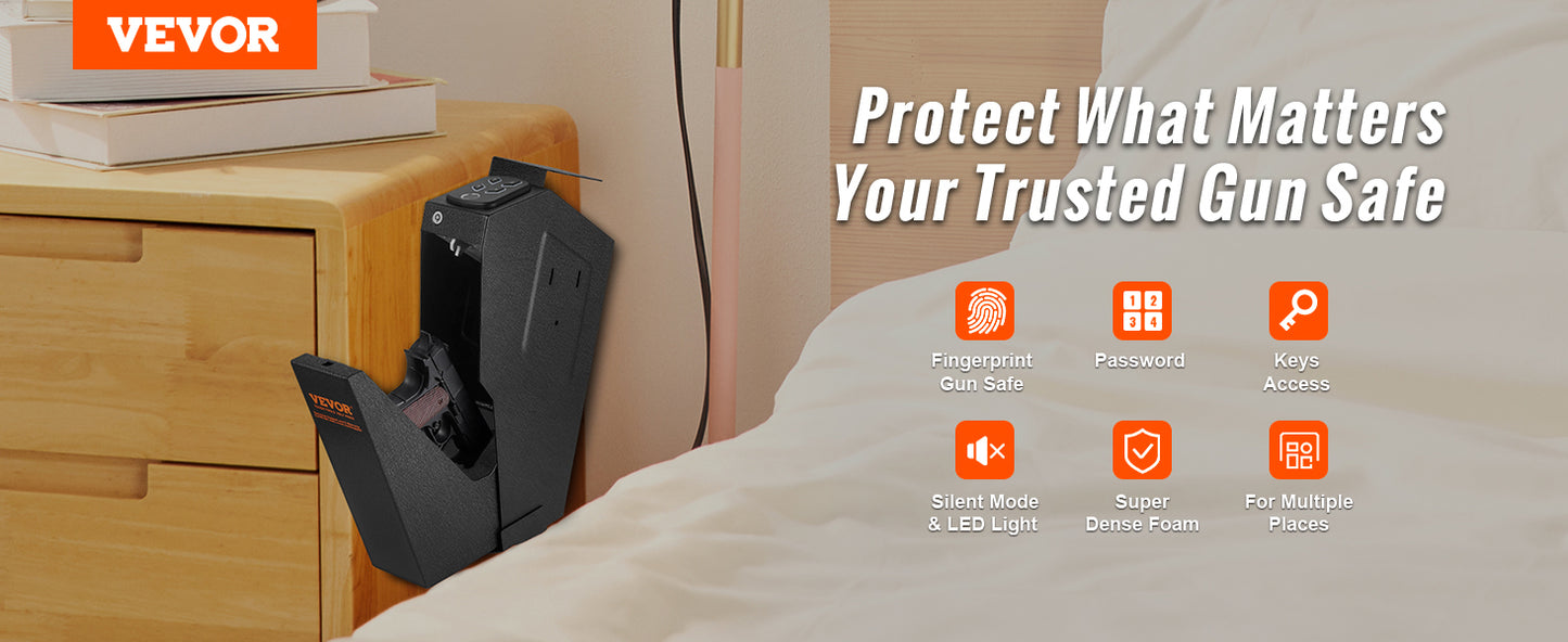 Gun Safe Q235 Steel Pistol Safe 3-Way Quick Access Firearm Case Gun Box Advanced Biometric Technology Travel Gun Safe - DG Outdoor Sports