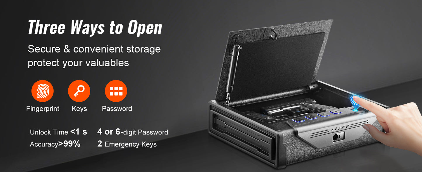 Gun Safe Q235 Steel Pistol Safe 3-Way Quick Access Firearm Case - DG Outdoor Sports