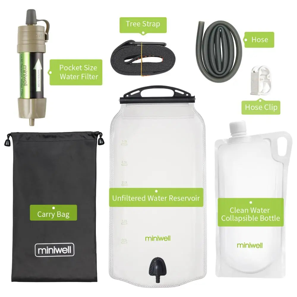 Outdoor Gravity Water Filter System for Hiking, Camping, Survival and Travel - DG Outdoor Sports 		