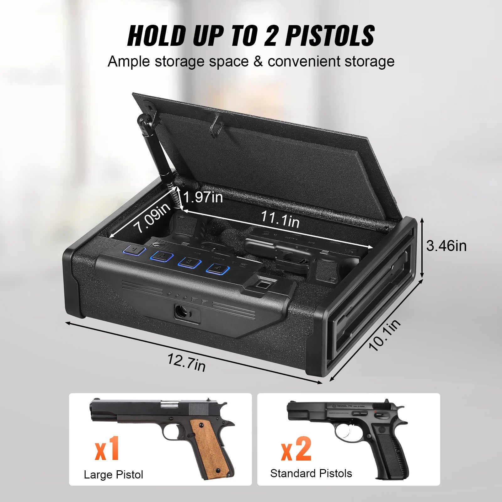 Gun Safe Q235 Steel Pistol Safe 3-Way Quick Access Firearm Case Gun Box Advanced Biometric Technology Travel Gun Safe - DG Outdoor Sports 		