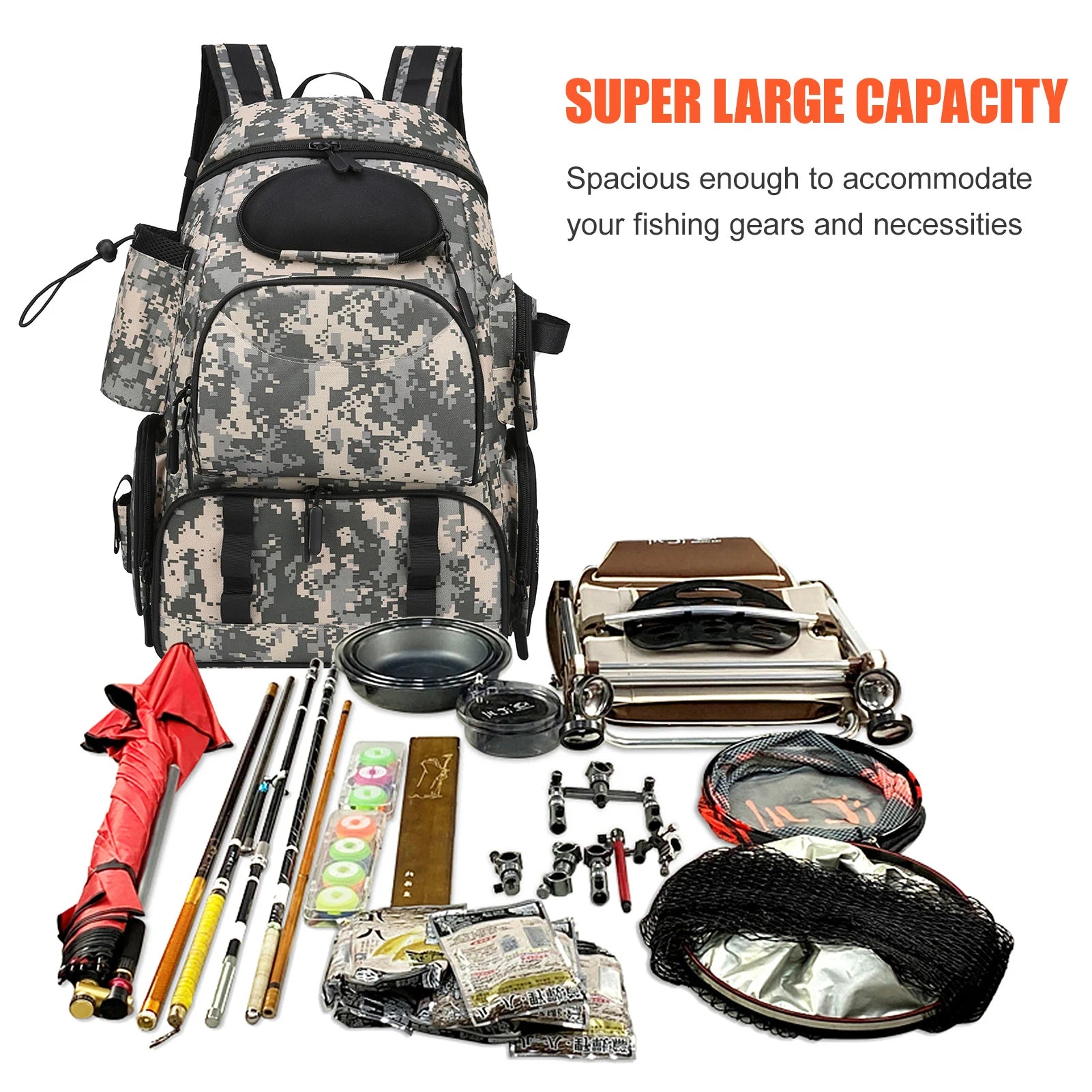 Fishing Tackle Backpack with 3 Fishing Tackle Trays Boxes Waterproof - DG Outdoor Sports 		