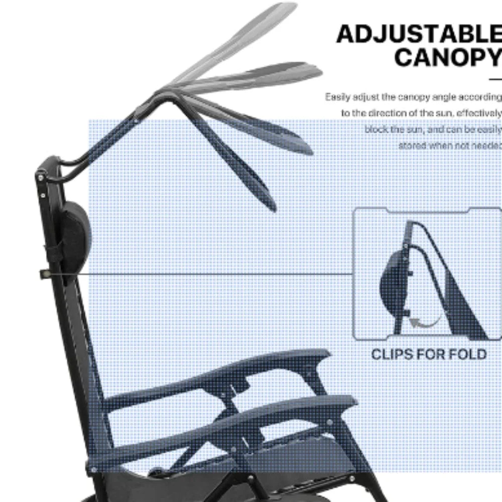 2 PCS Zero Gravity Chairs With Shade Canopy Shade,330lbs Capacity - DG Outdoor Sports 		