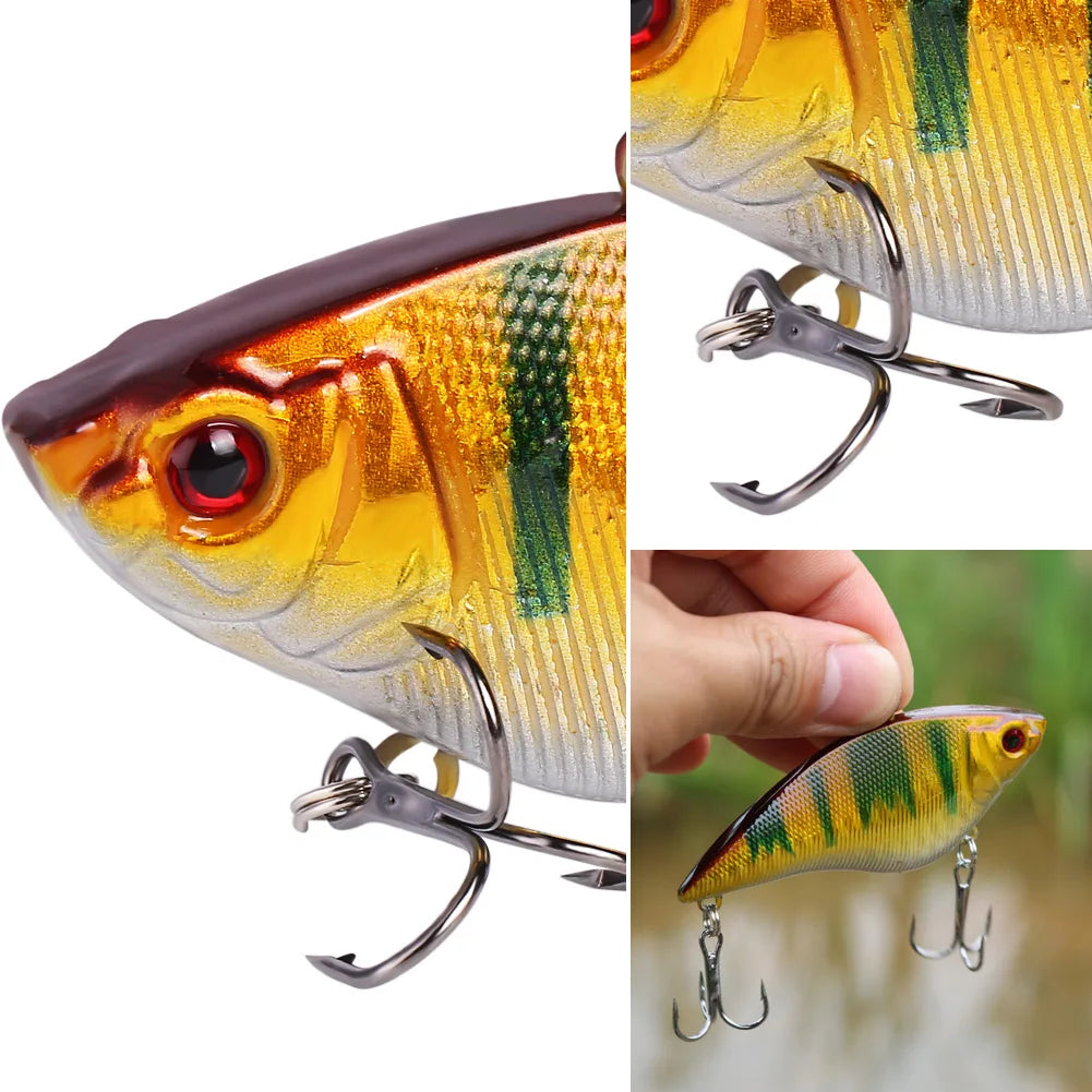 Fishing Lure Large Hard Bait Minnow VIB Lure with Treble Hook Life-Like Swimbait Fishing Bait - DG Outdoor Sports 		