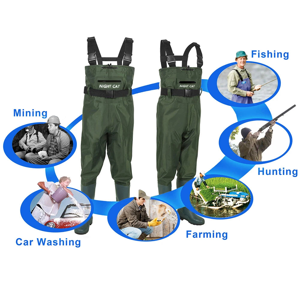 Lightweight Full Waterproof Breathable Chest Waders With Boots - DG Outdoor Sports 		