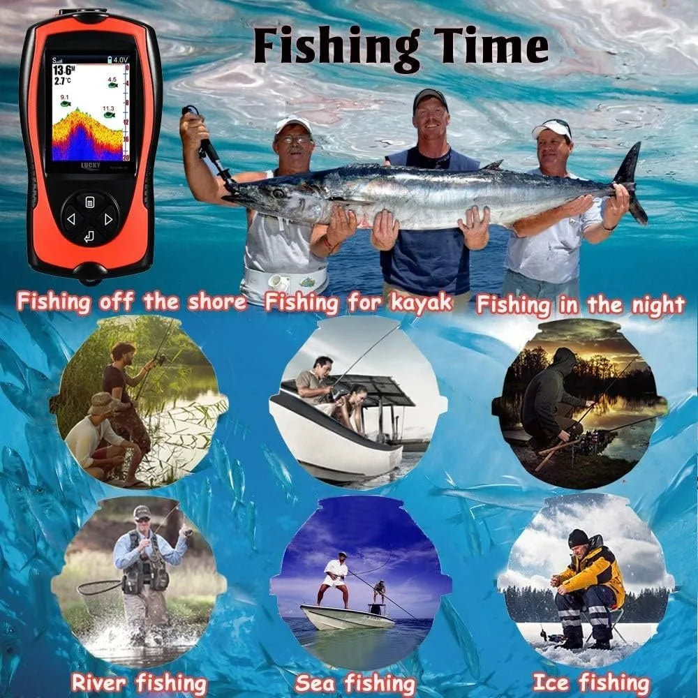 Portable Fish Finder Handheld Kayak Fish Finders Wired Fish Depth Finder Sonar Sensor Transducer for Boat Fishing Sea Fishing - DG Outdoor Sports 		