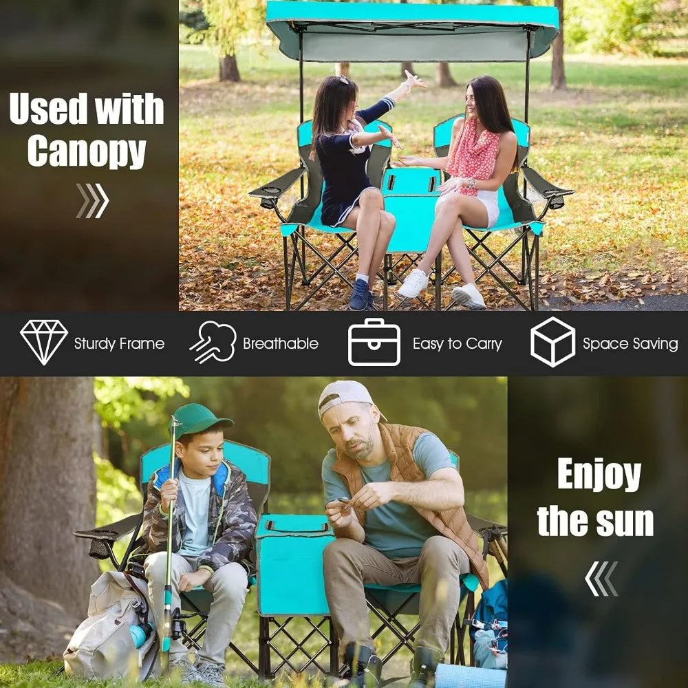 Folding Camping Chairs with Mini Table Beverage Cup Holder Carrying Bag - DG Outdoor Sports 		