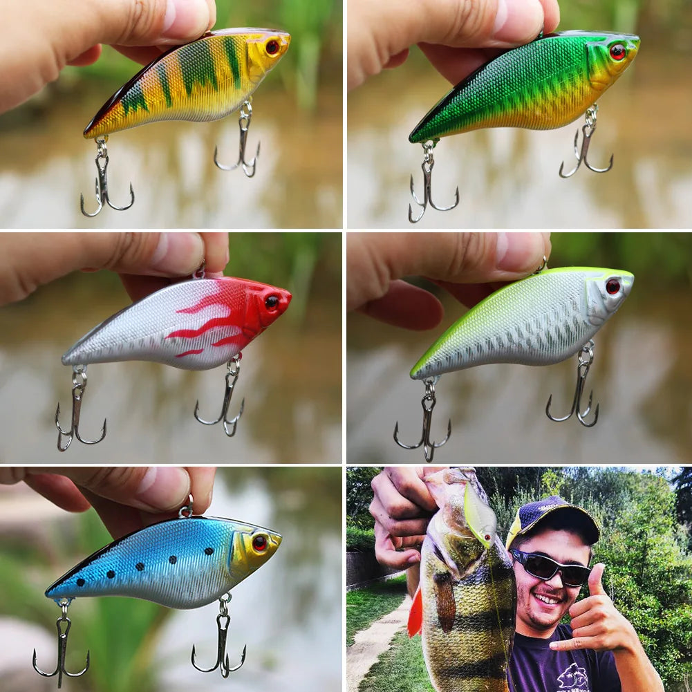 Fishing Lure Large Hard Bait Minnow VIB Lure with Treble Hook Life-Like Swimbait Fishing Bait - DG Outdoor Sports 		