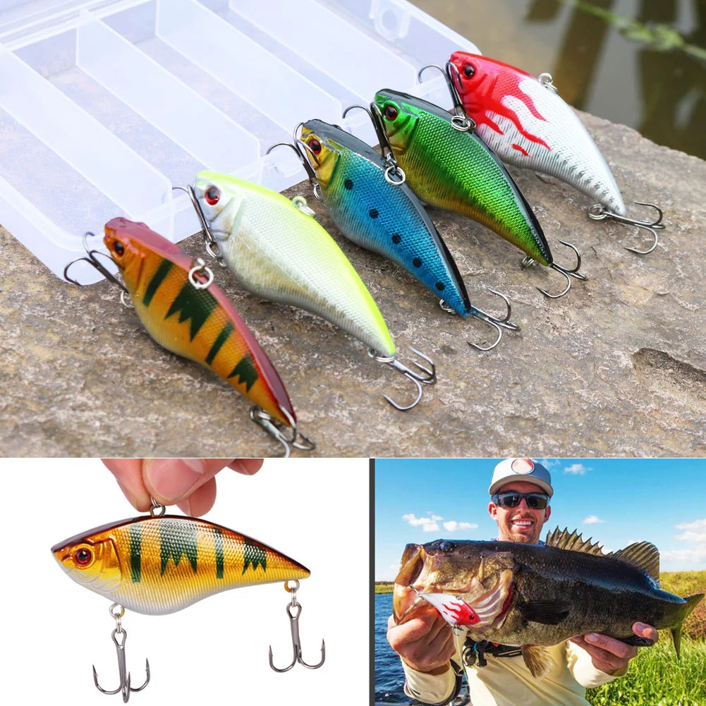 Fishing Lure Large Hard Bait Minnow VIB Lure with Treble Hook Life-Like Swimbait Fishing Bait - DG Outdoor Sports 		