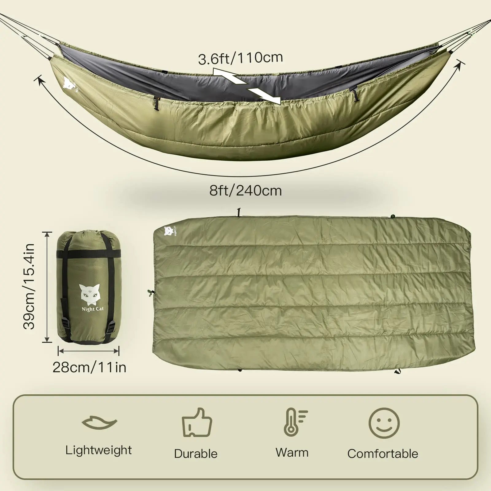 Night Cat Hammock Sleeping Bag Single - DG Outdoor Sports 		